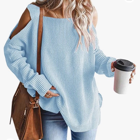 Super cute woman sweater cold shoulder oversized - Picture 9 of 10